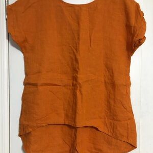 Terzo Millennio made in Italy 100% linen women’s large orange blouse back button